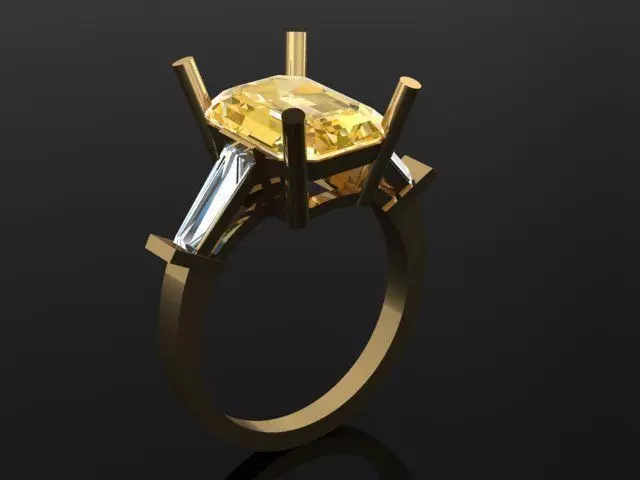 Ring engagement with sapphire 3D print model_0