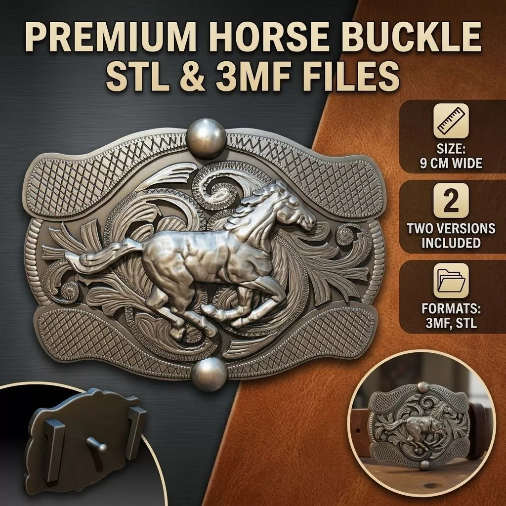 Horse belt buckle Printable 3D print model