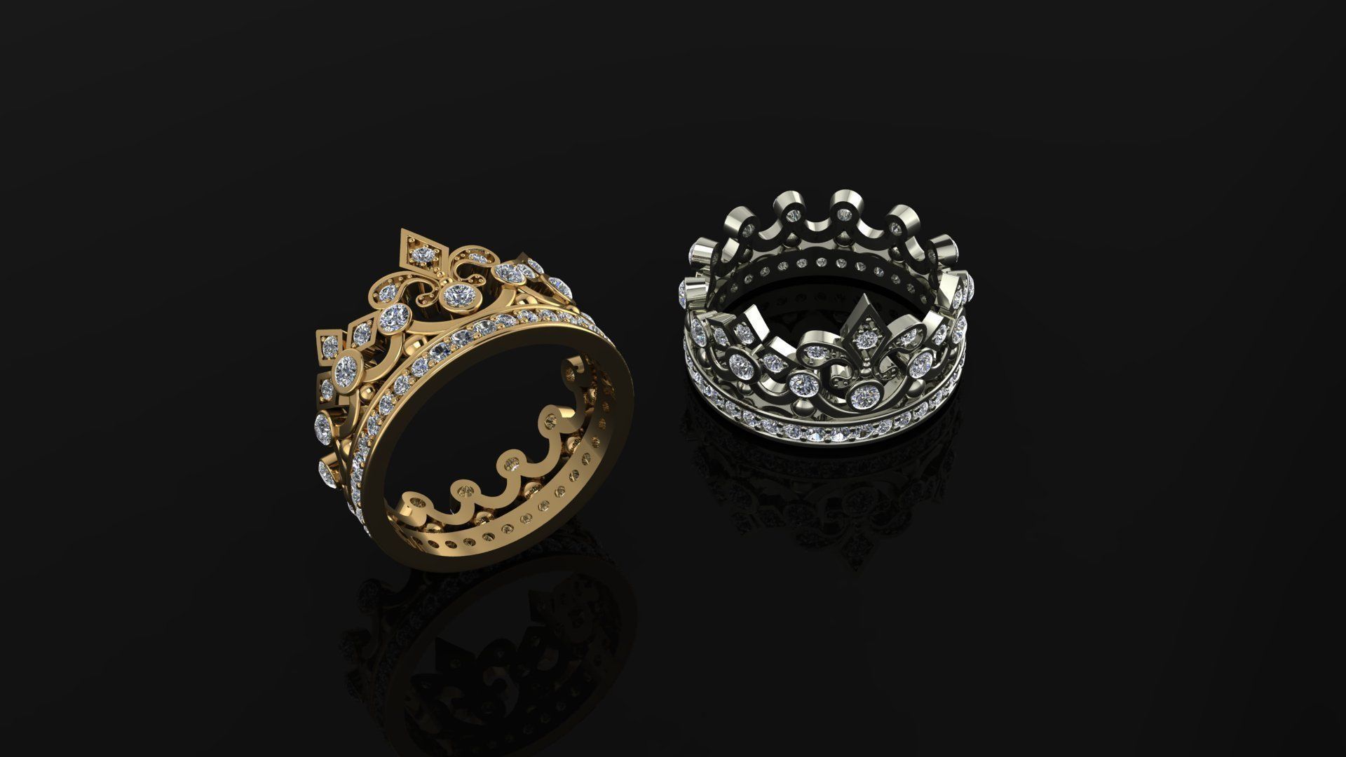 Ring diamond tiara 3D print model_2