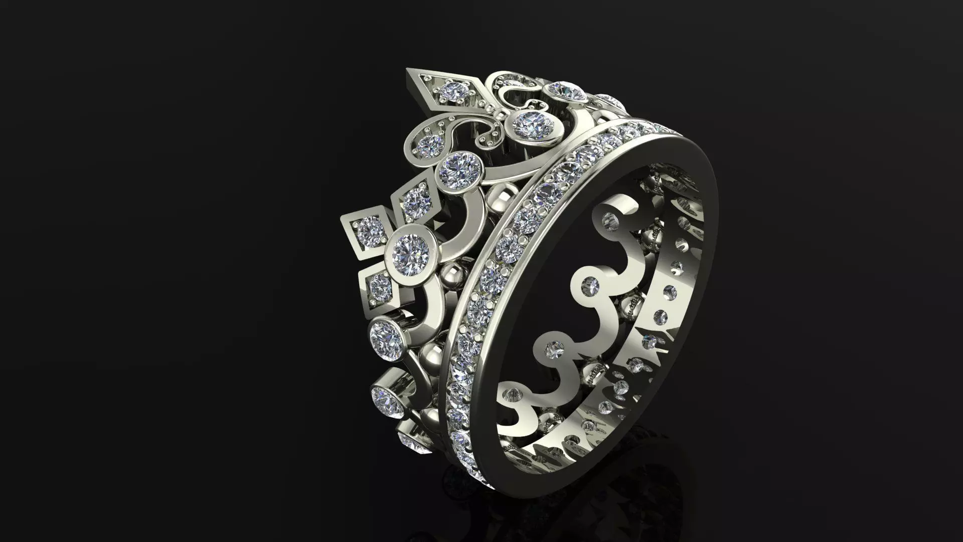 Ring diamond tiara 3D print model_0