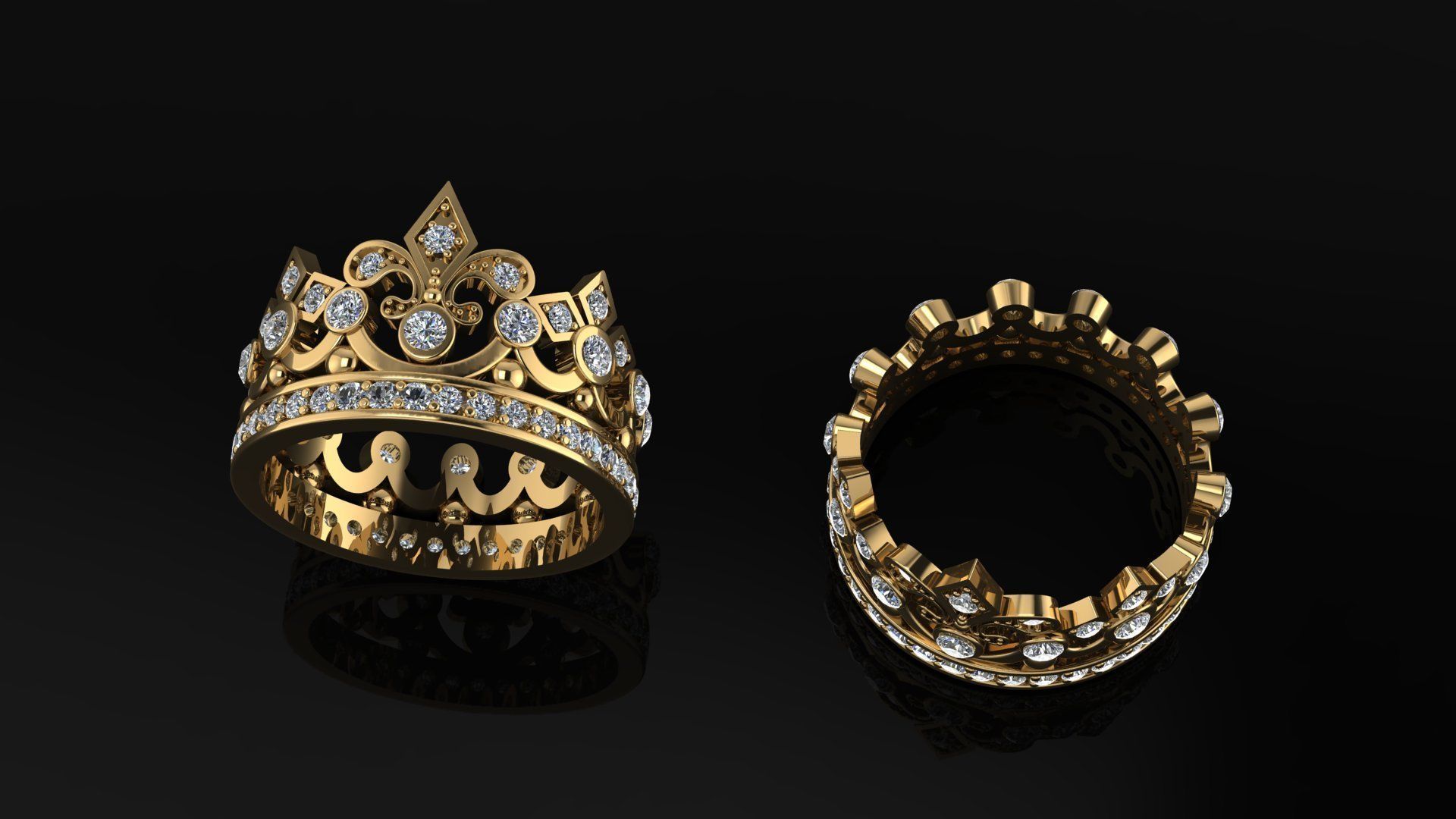 Ring diamond tiara 3D print model_1