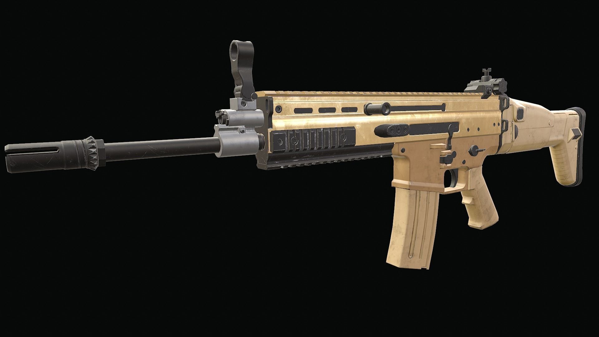 SCAR Rifle Low-poly 3D model_4