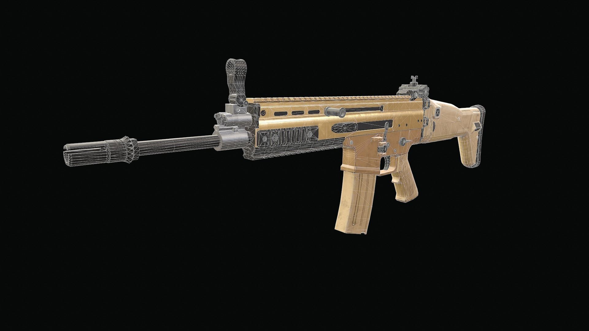 SCAR Rifle Low-poly 3D model_14