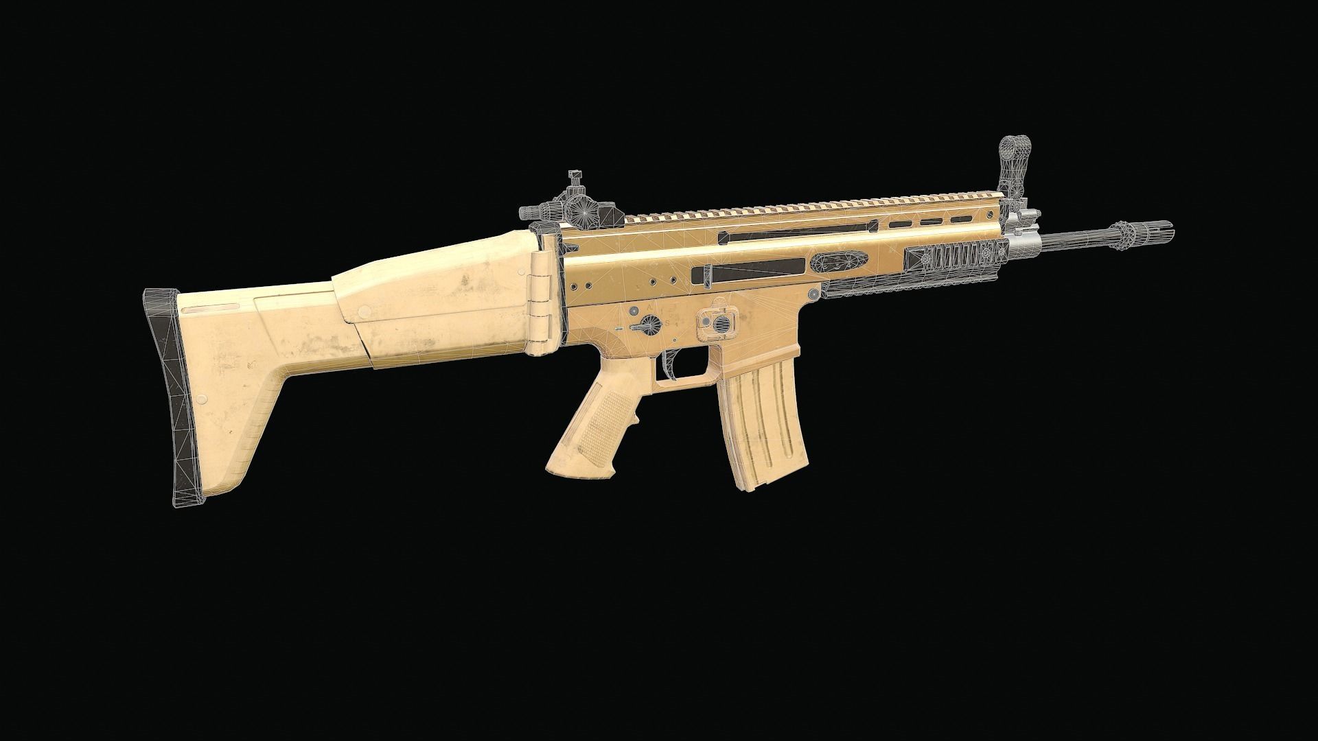 SCAR Rifle Low-poly 3D model_15