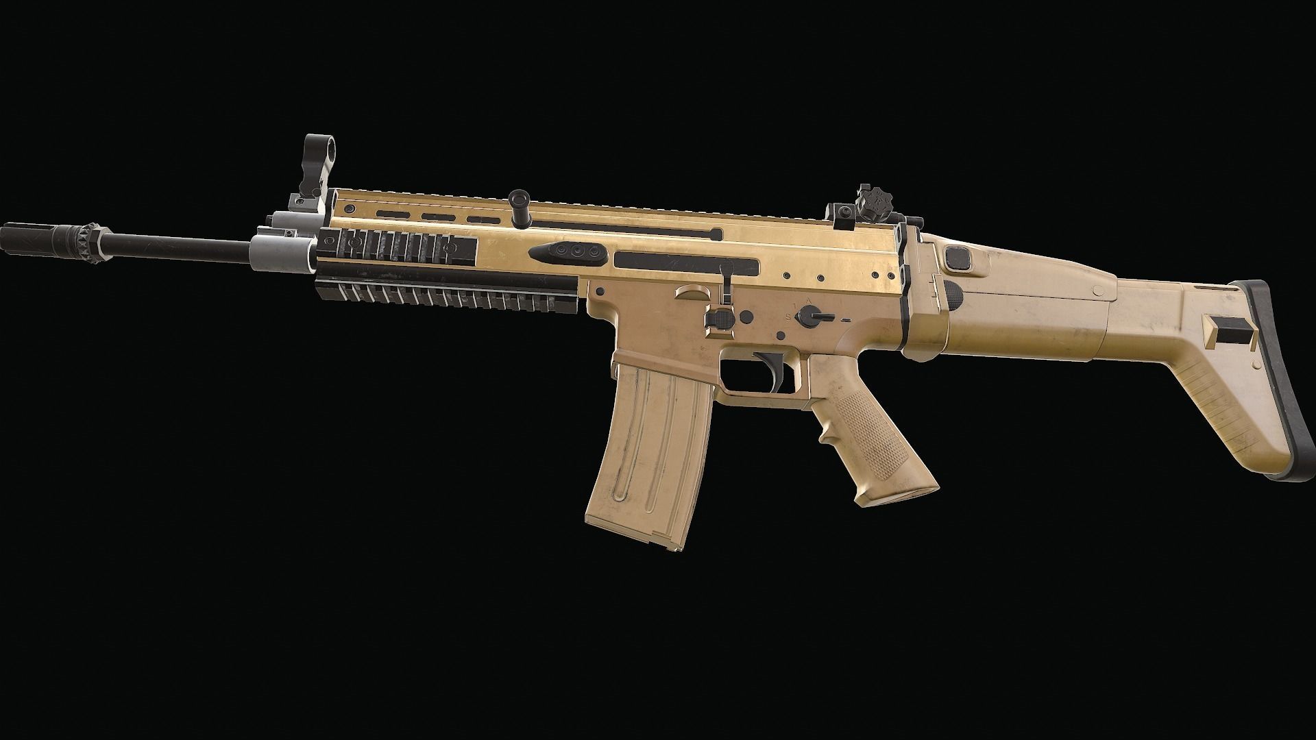 SCAR Rifle Low-poly 3D model_1