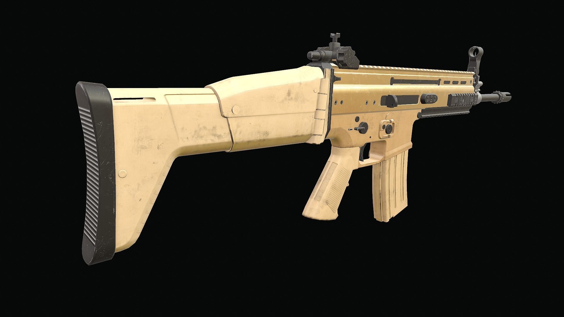 SCAR Rifle Low-poly 3D model_7