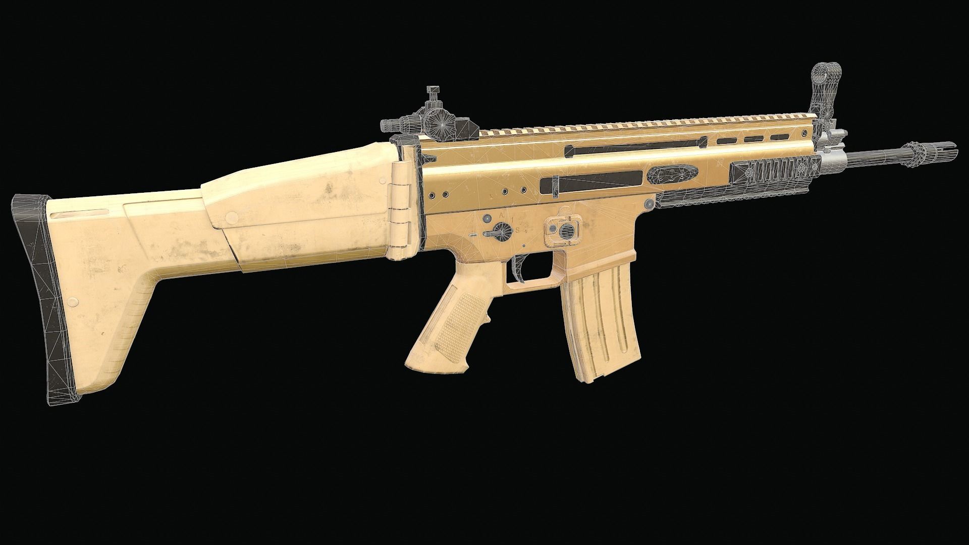 SCAR Rifle Low-poly 3D model_12
