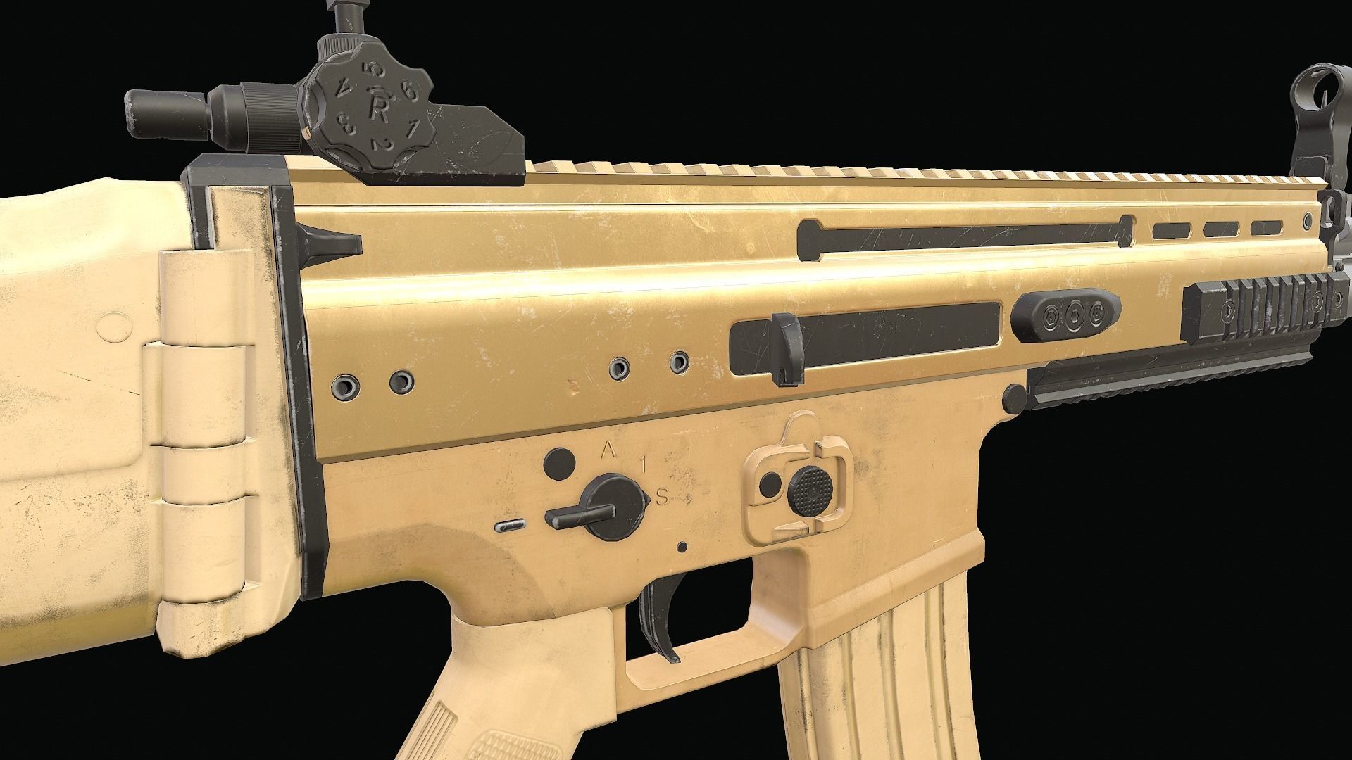 SCAR Rifle Low-poly 3D model_11