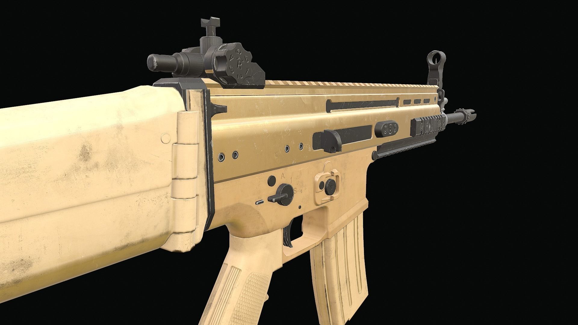 SCAR Rifle Low-poly 3D model_3