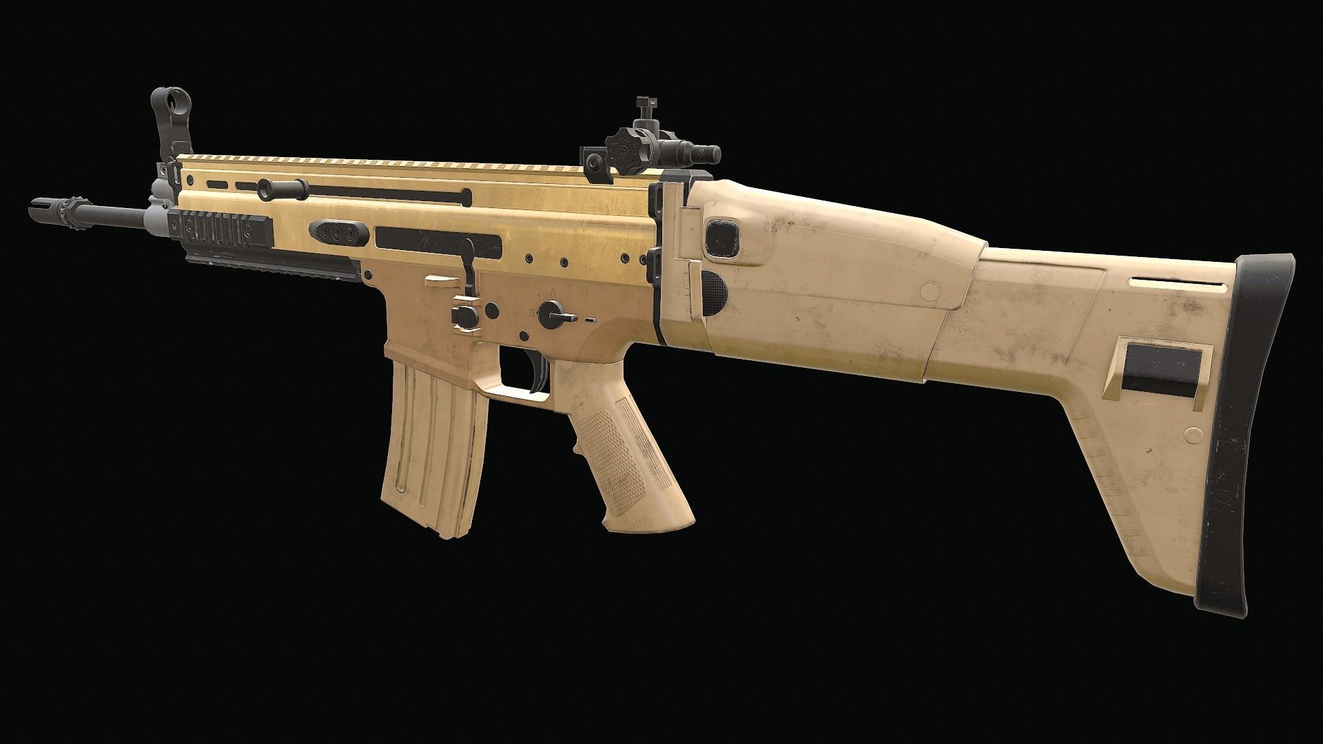 SCAR Rifle Low-poly 3D model_9