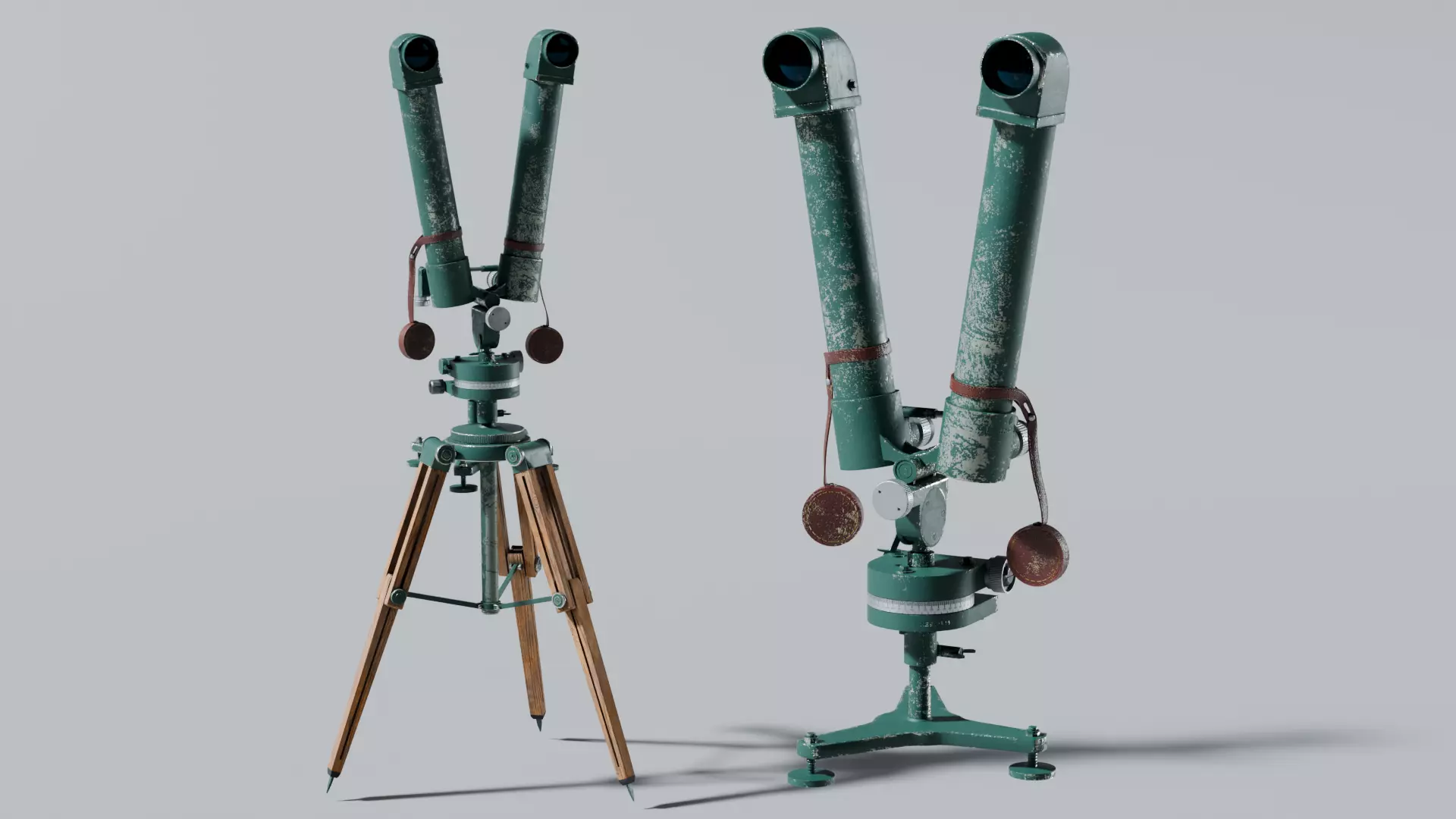 Vintage Military Naval Binocular Periscope with Tripod Low-poly 3D model