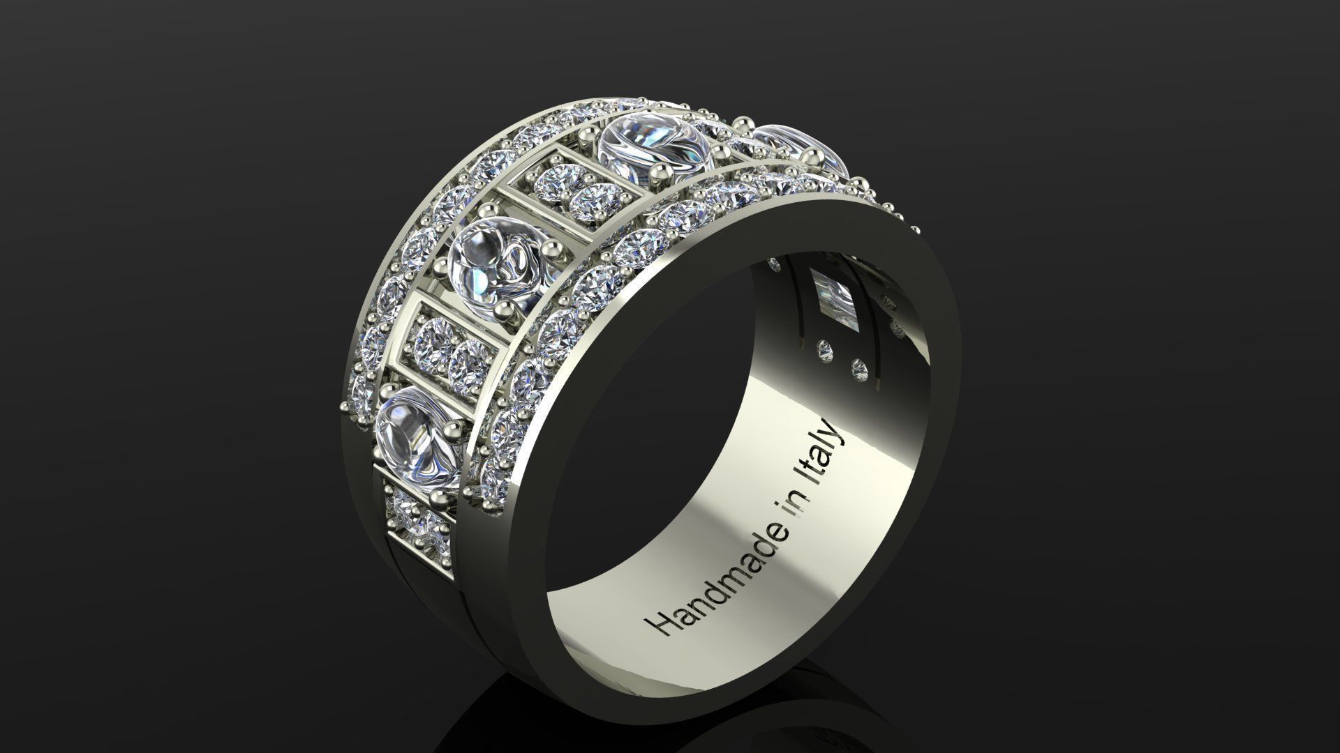 Ring wedding with diamonds 3D print model_1