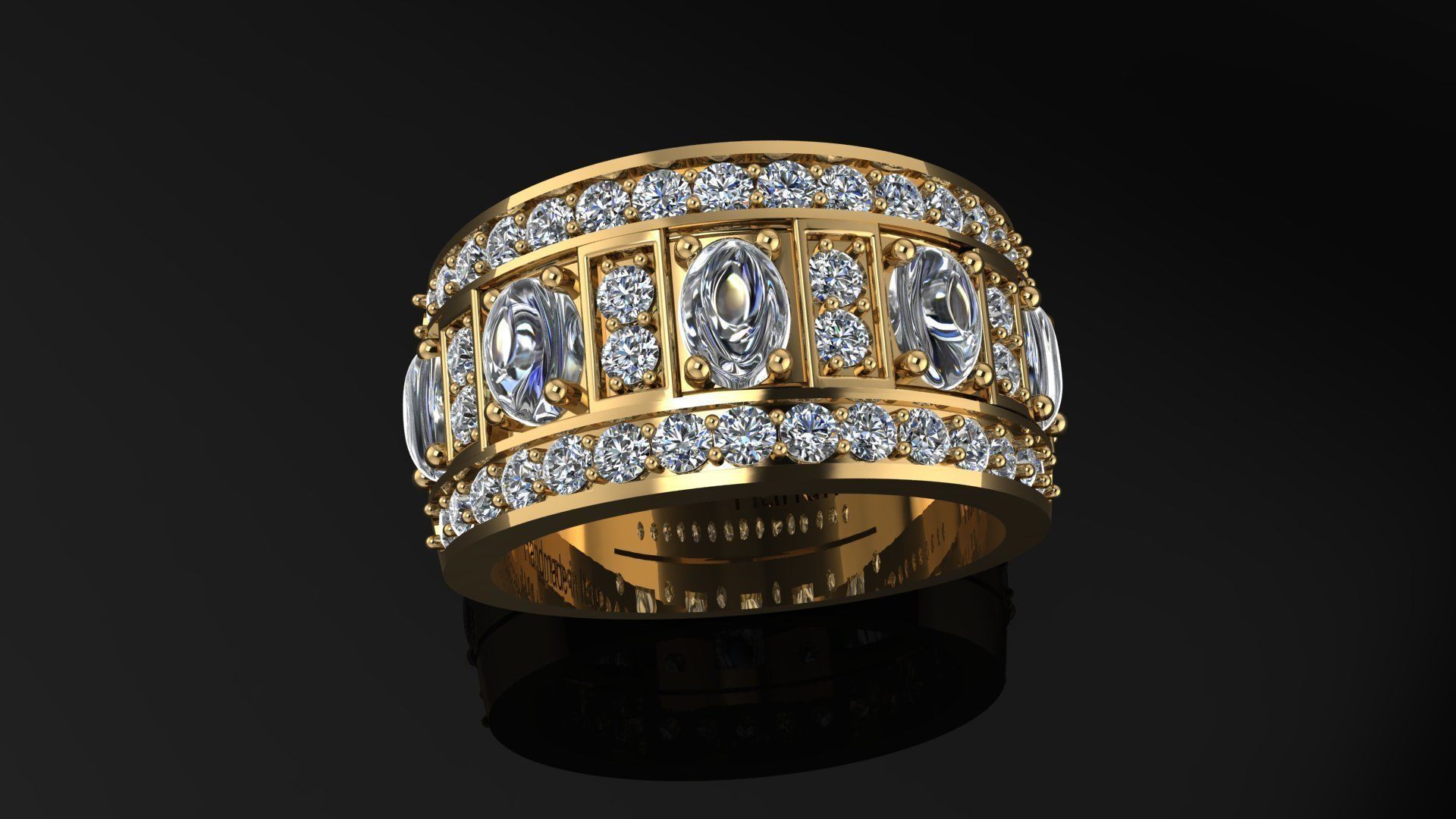 Ring wedding with diamonds 3D print model_2
