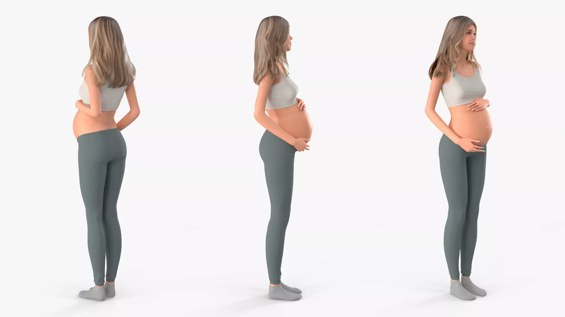 Young Pregnant Woman Rigged for Cinema 4D 3D model