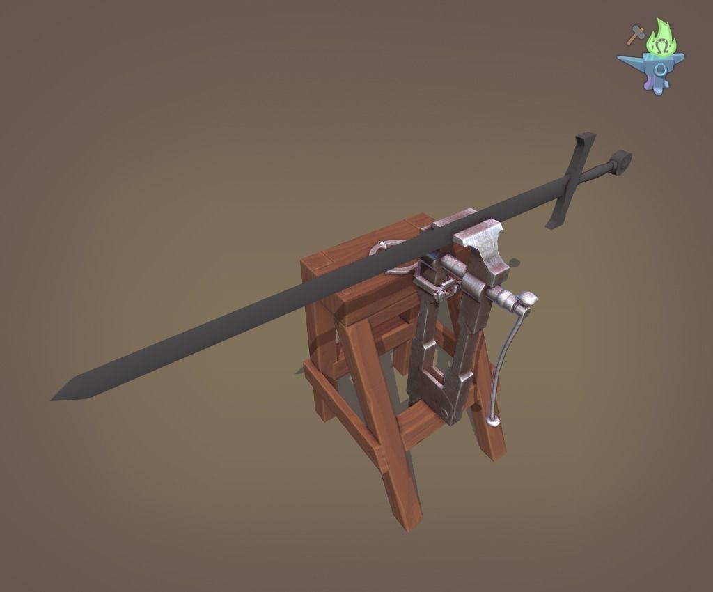 Blacksmith Post Vice Low-poly 3D model_14