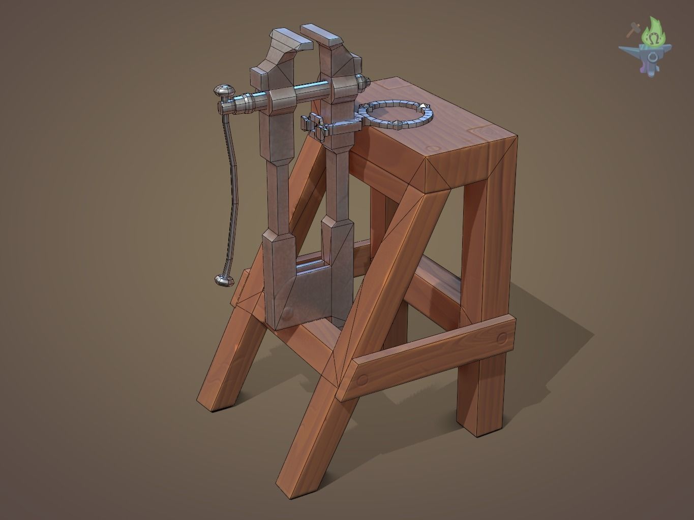 Blacksmith Post Vice Low-poly 3D model_1