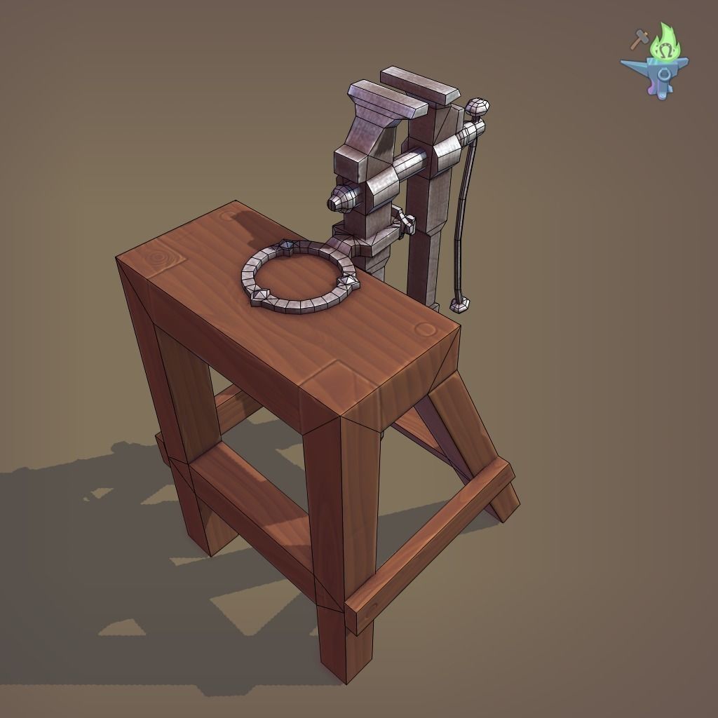 Blacksmith Post Vice Low-poly 3D model_13