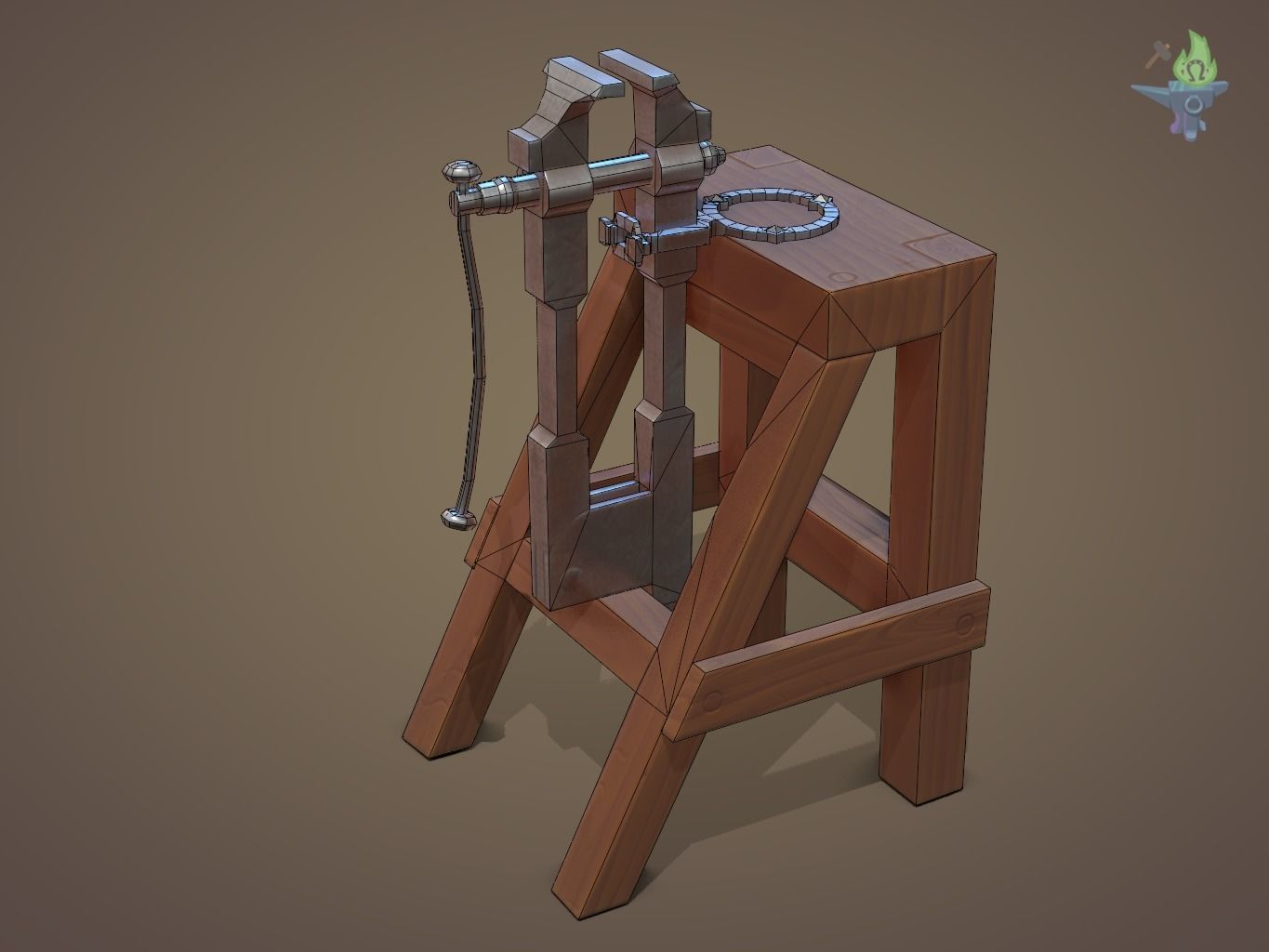 Blacksmith Post Vice Low-poly 3D model_5