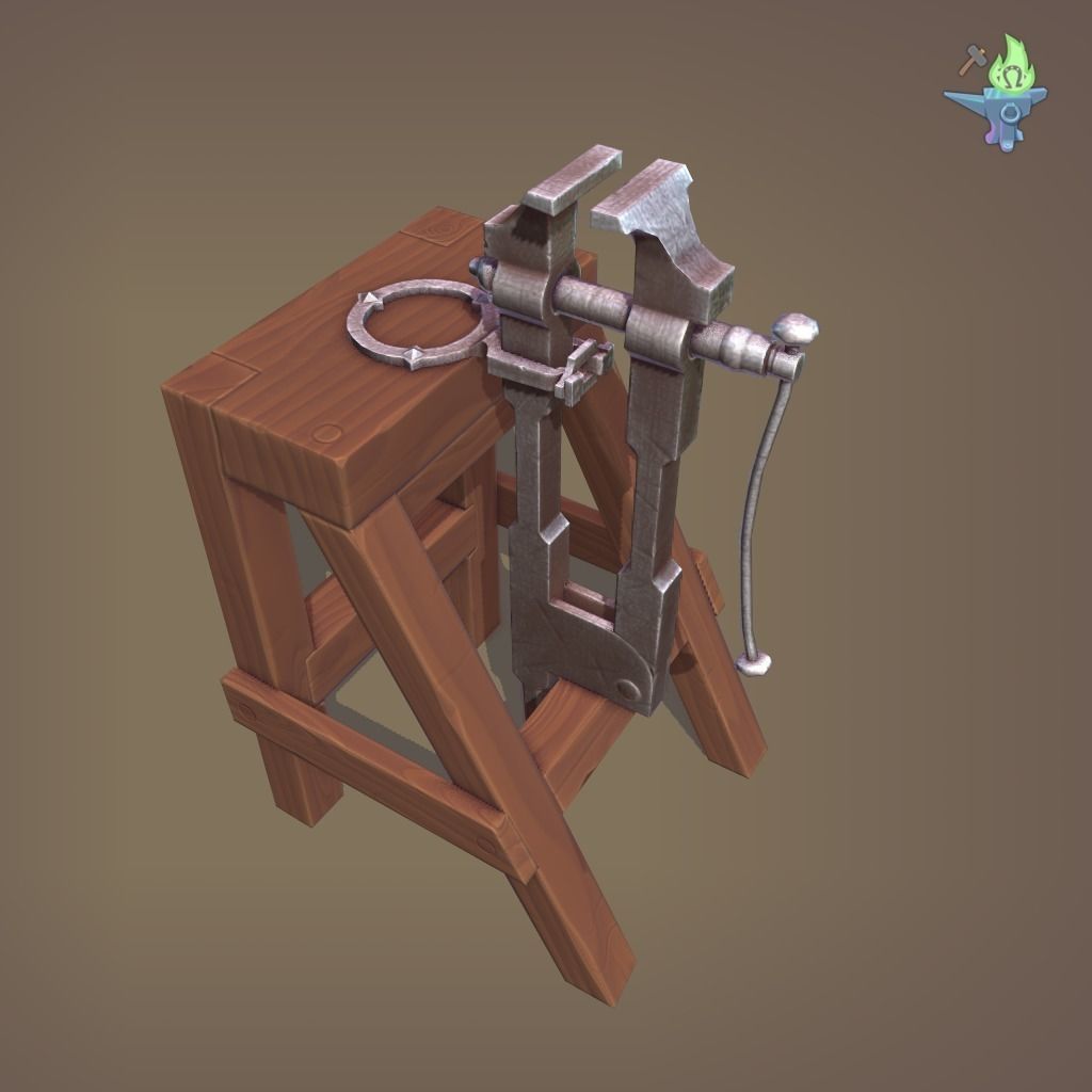 Blacksmith Post Vice Low-poly 3D model_7