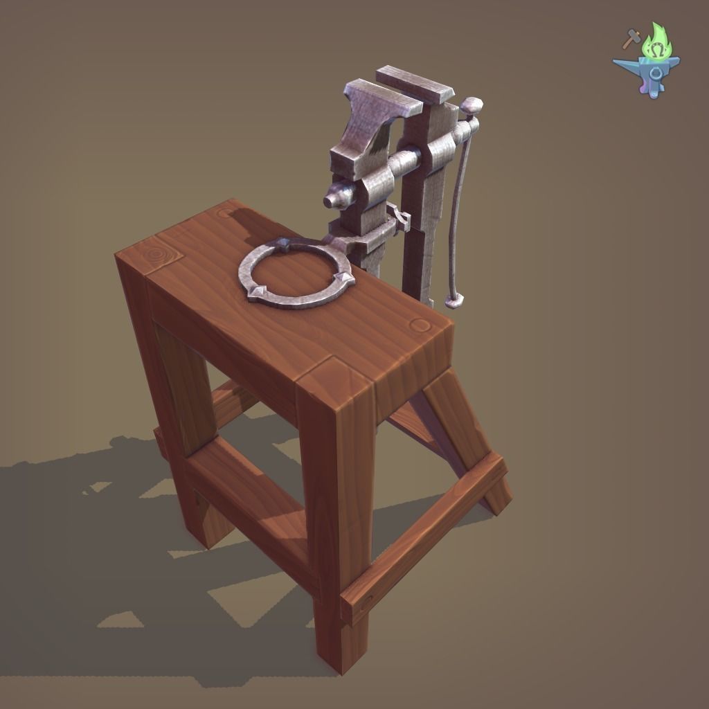 Blacksmith Post Vice Low-poly 3D model_11
