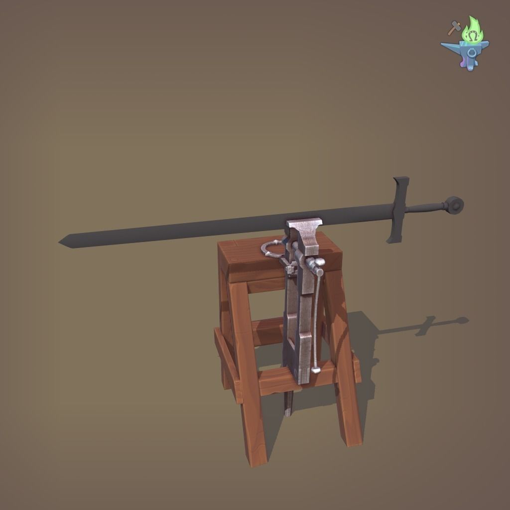 Blacksmith Post Vice Low-poly 3D model_15