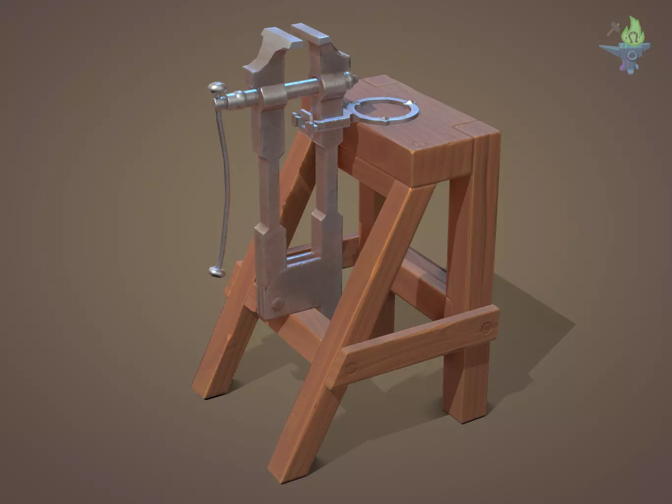 Blacksmith Post Vice Low-poly 3D model_0