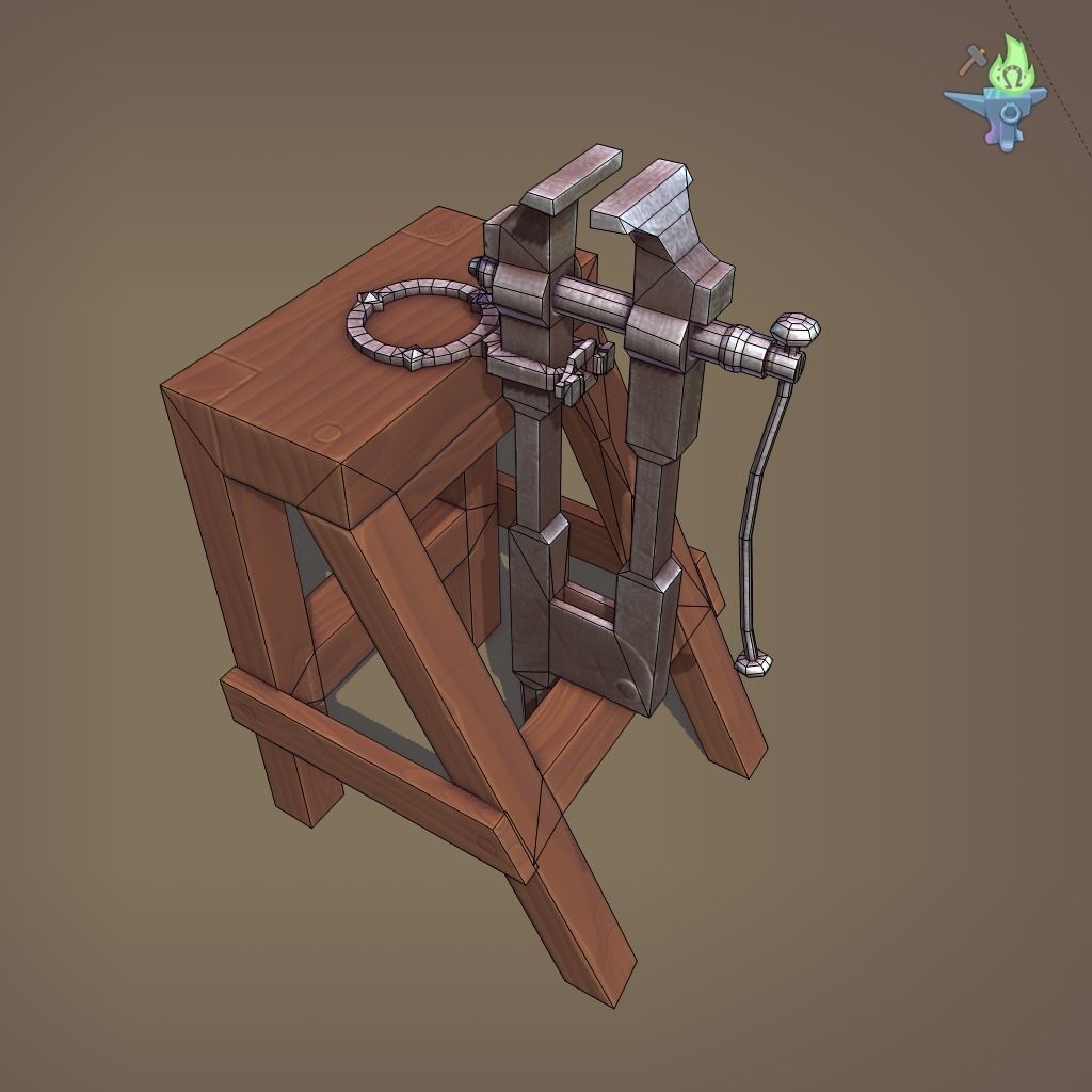 Blacksmith Post Vice Low-poly 3D model_8