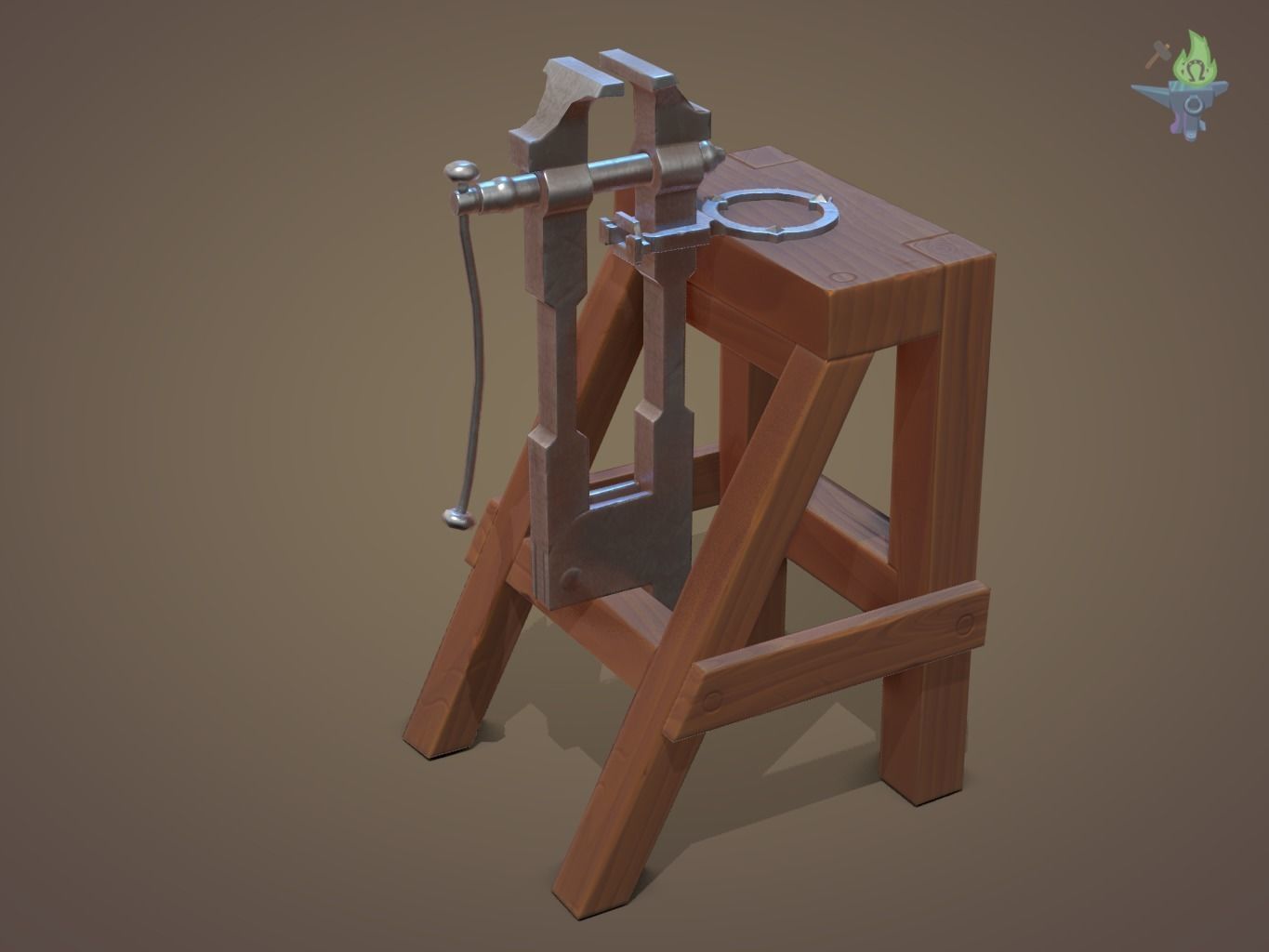Blacksmith Post Vice Low-poly 3D model_4
