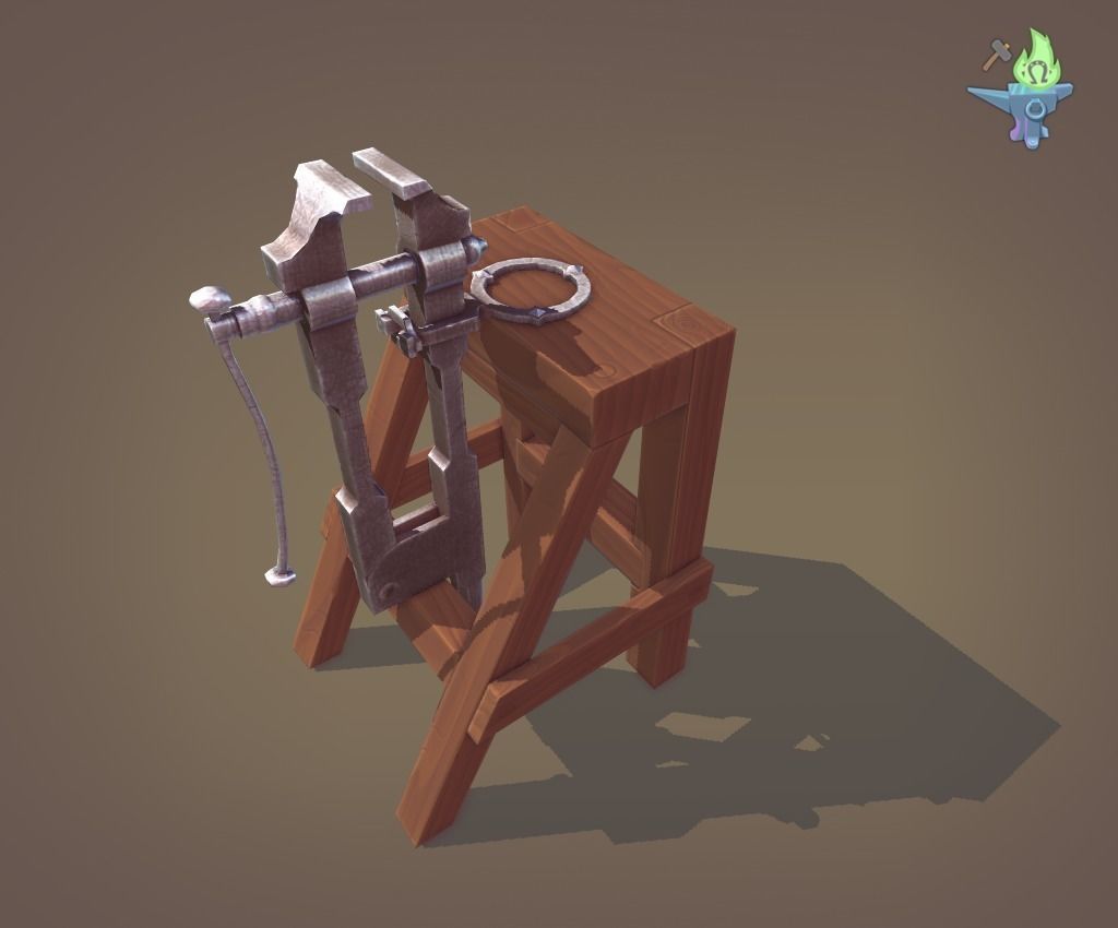 Blacksmith Post Vice Low-poly 3D model_6