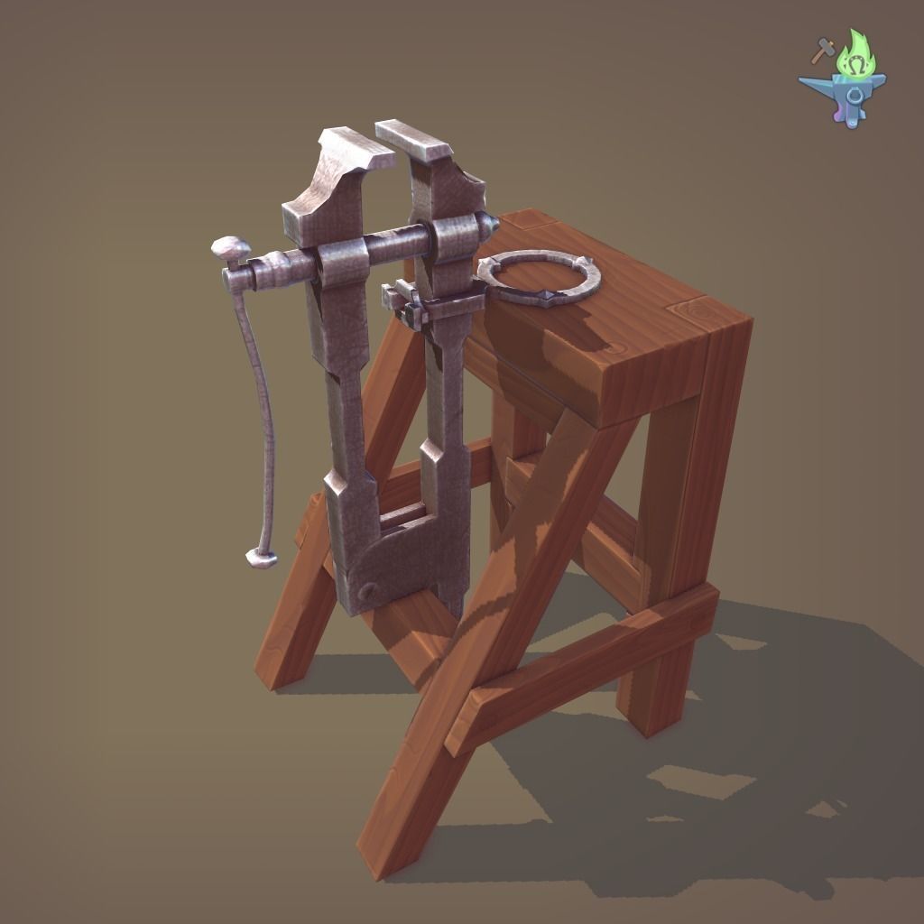 Blacksmith Post Vice Low-poly 3D model_12