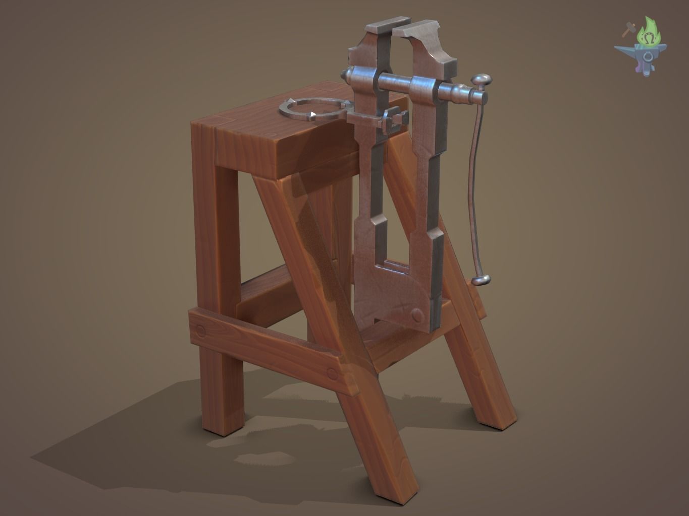 Blacksmith Post Vice Low-poly 3D model_2