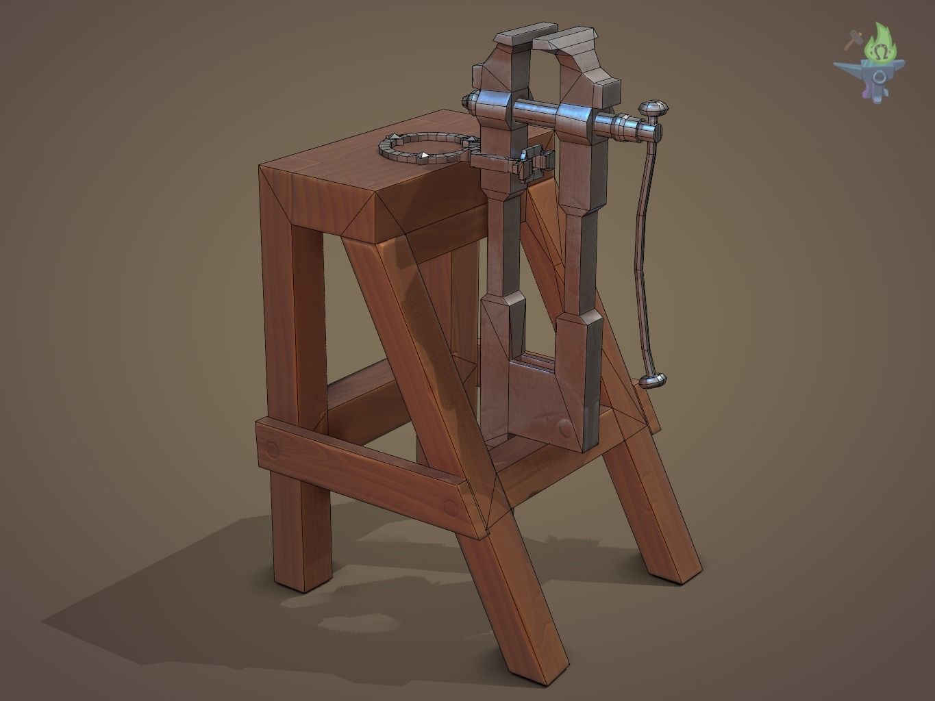 Blacksmith Post Vice Low-poly 3D model_3