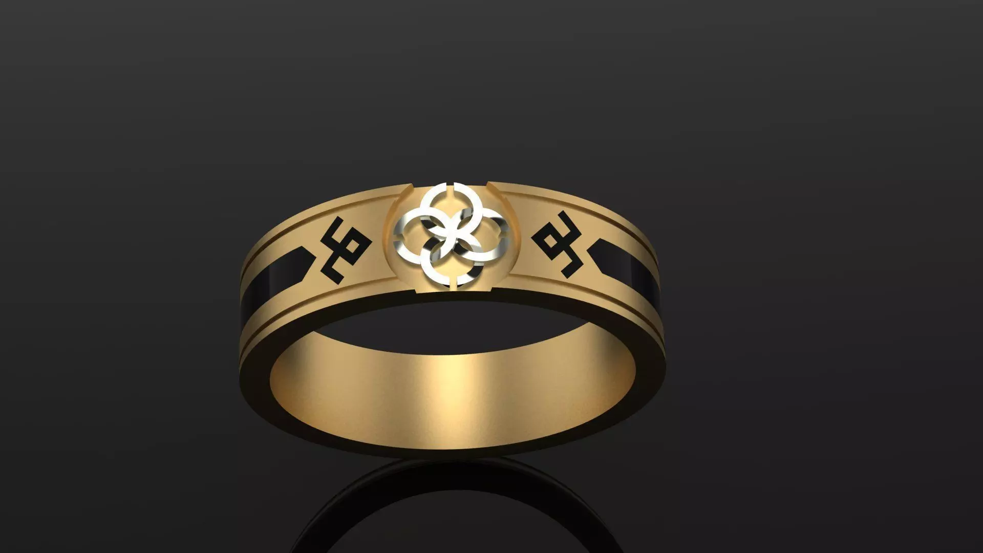 Ring gold with diamonds 3D print model_0