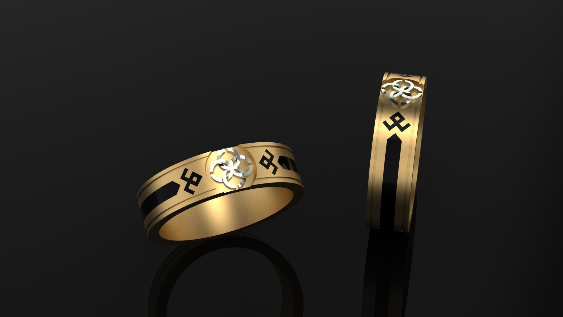 Ring gold with diamonds 3D print model_1