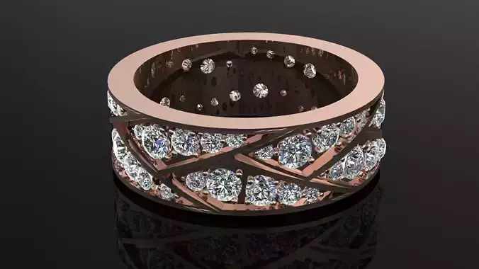 Ring rose gold with diamonds