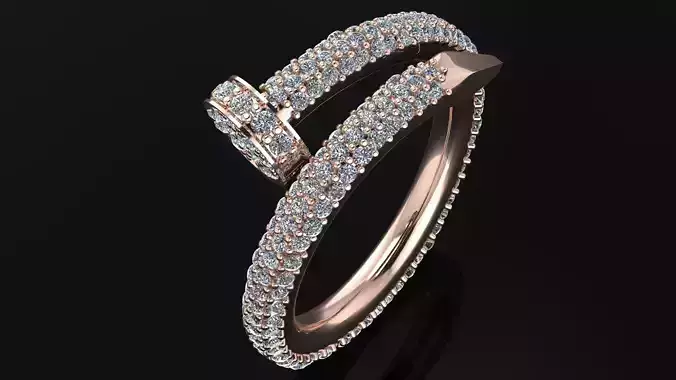 Ring diamond in rose gold 3D print model