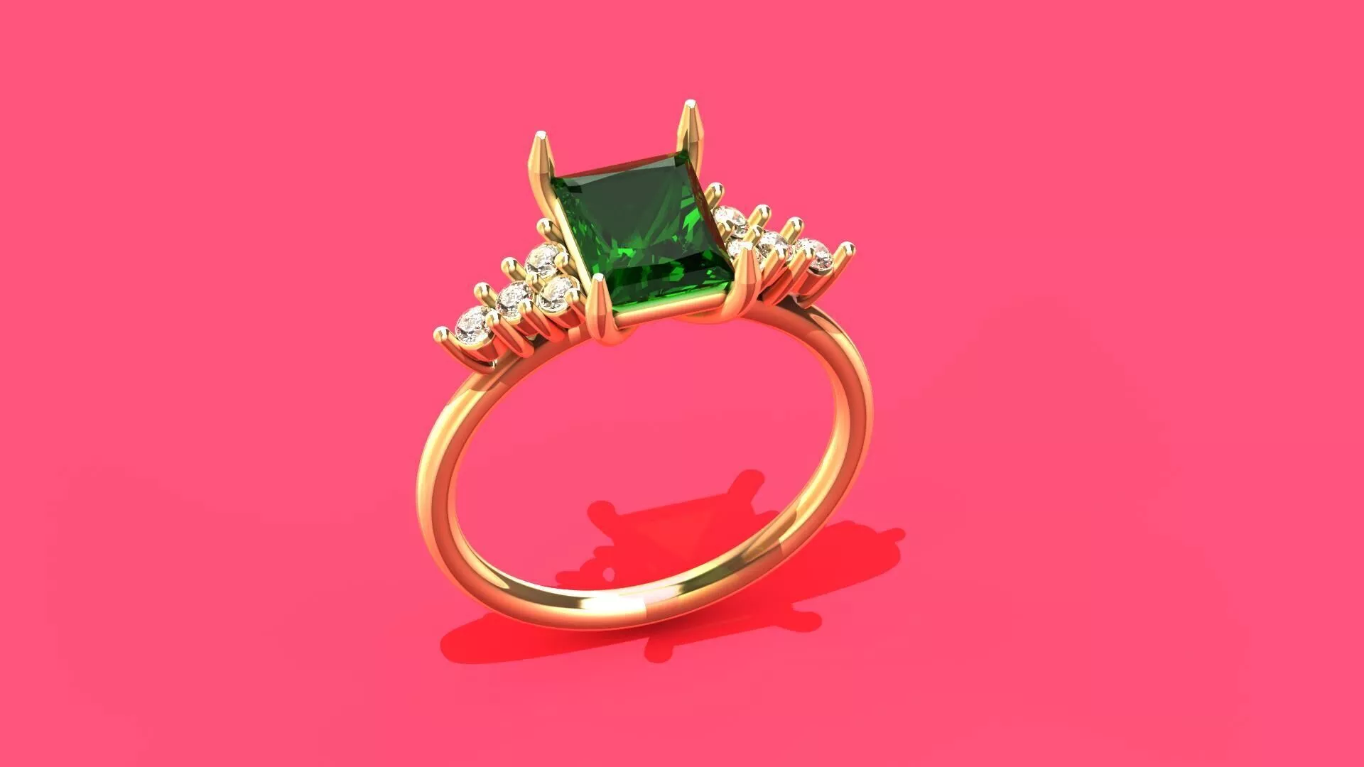 RING RECTANGULAR STONE 3D print model