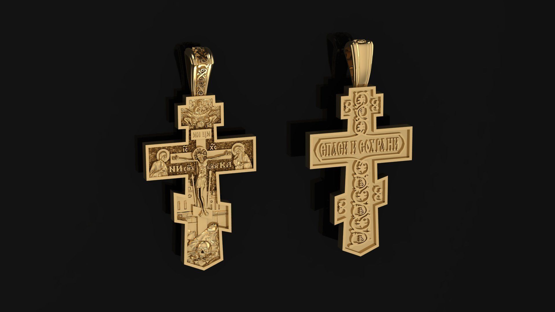Cross russian pendant 3D print model_1