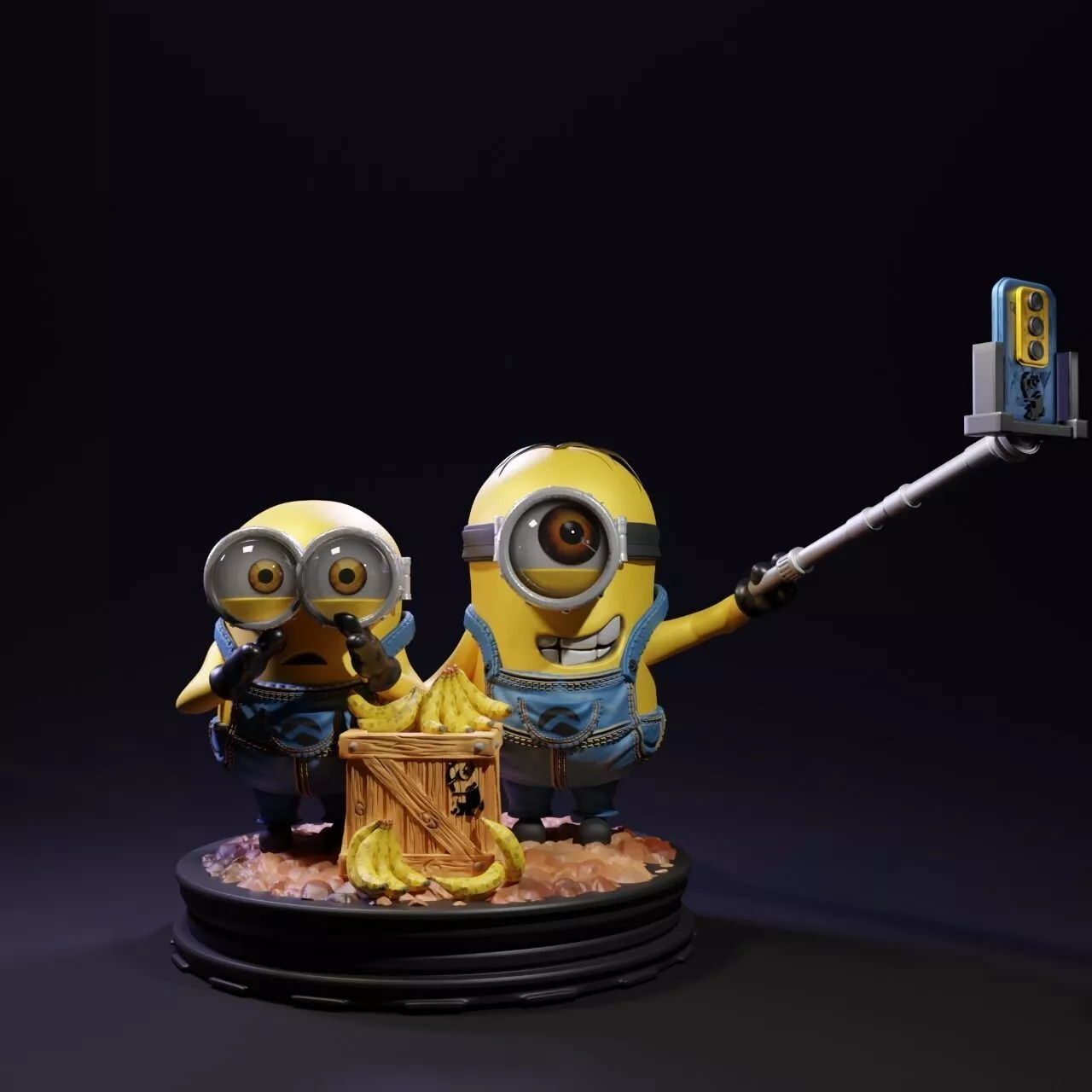 Minions Bob and Stuart Selfie Diorama 3D Print STL File Only 3D print model