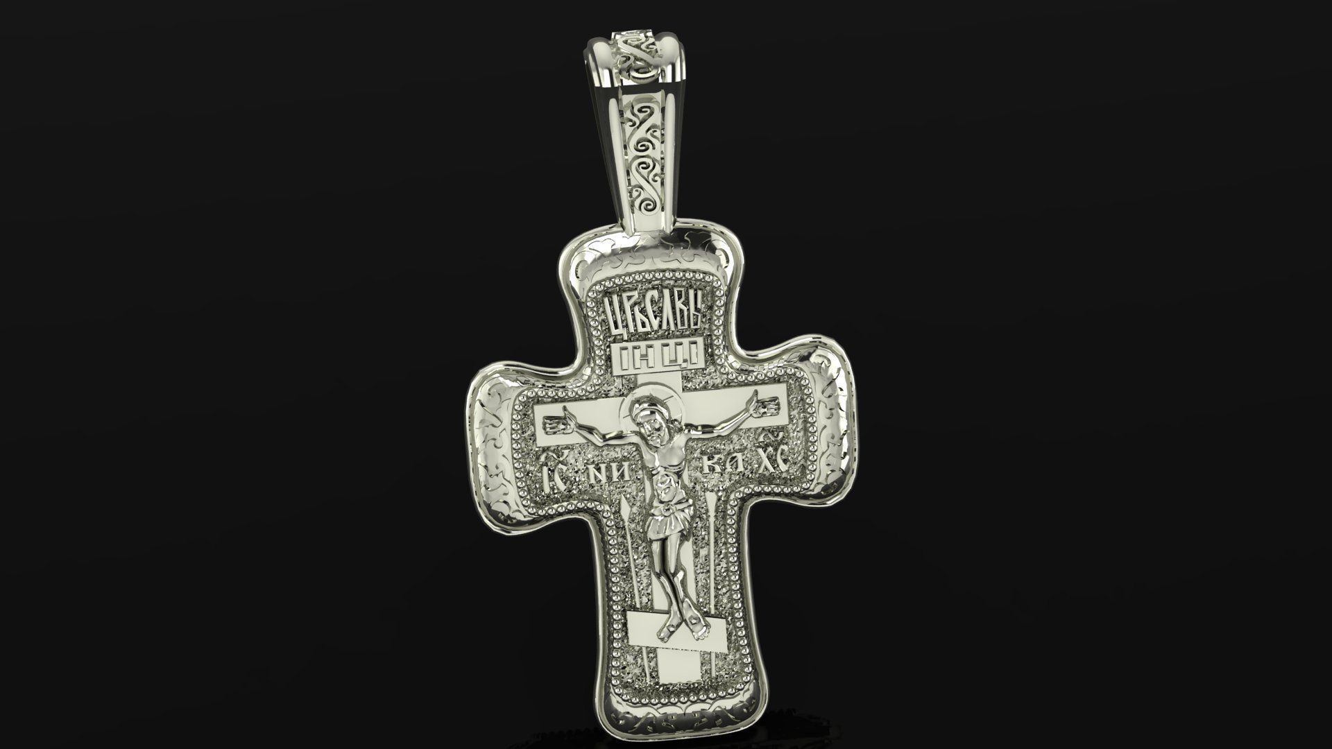 Cross two gold pendants 3D print model_3