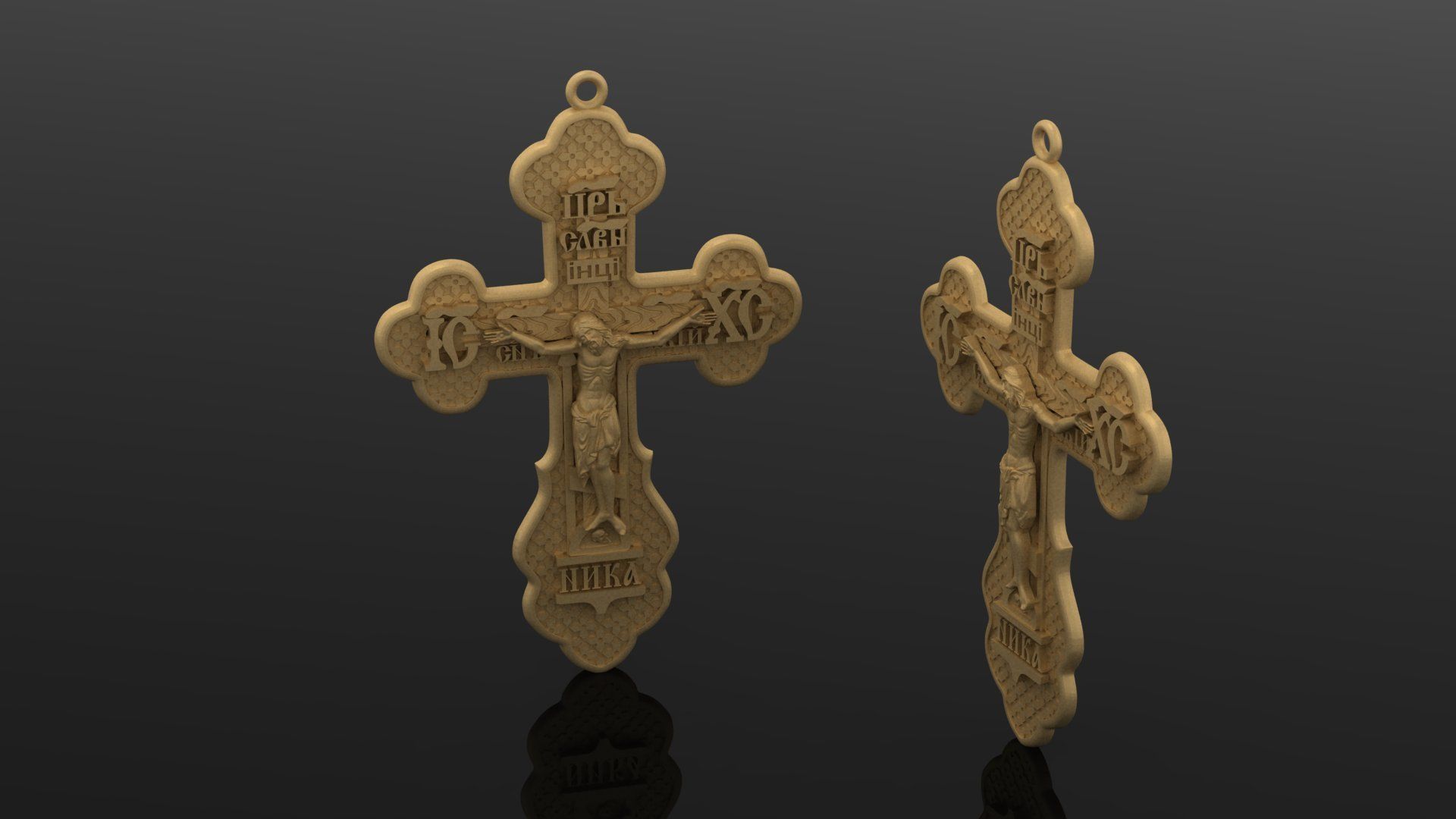 Cross gold crucifix 3D print model_1