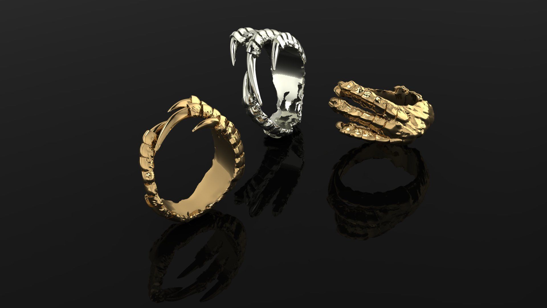 Ring pair of gold rings 3D print model_1