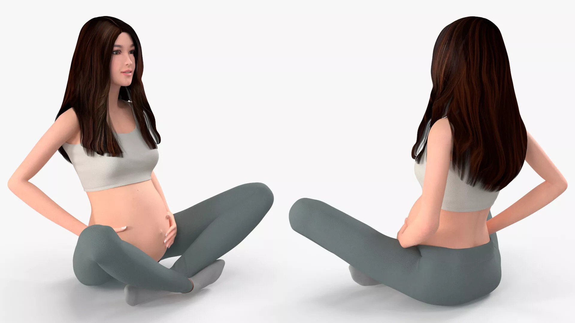 Asian Pregnant Woman Rigged for Maya 3D model