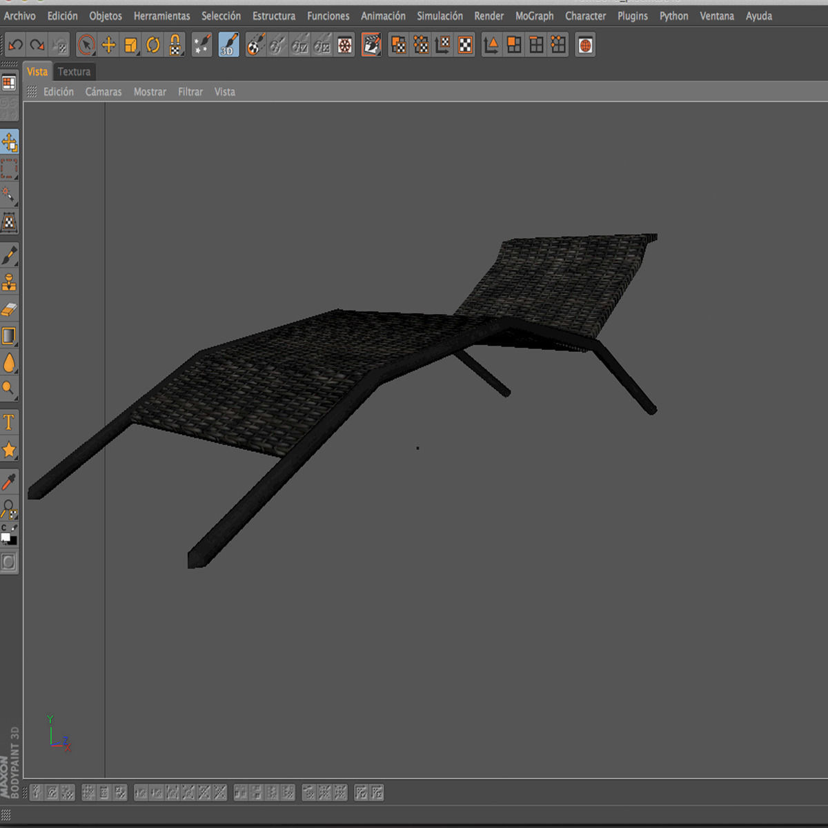 Sunbed chaise lounge Low-poly 3D model_10