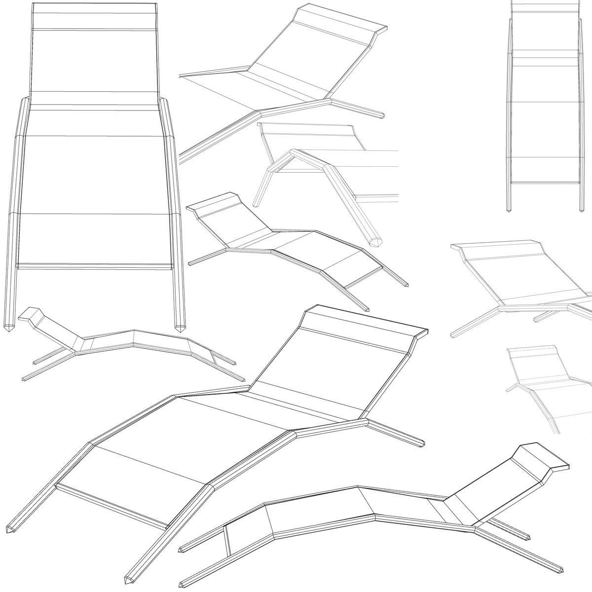 Sunbed chaise lounge Low-poly 3D model_9