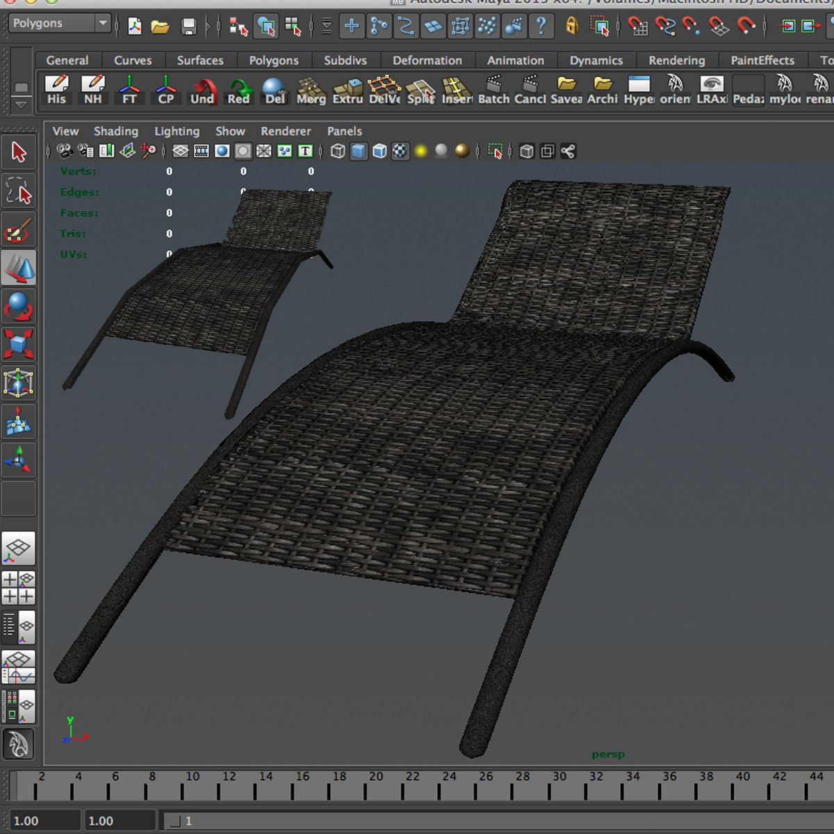 Sunbed chaise lounge Low-poly 3D model_11