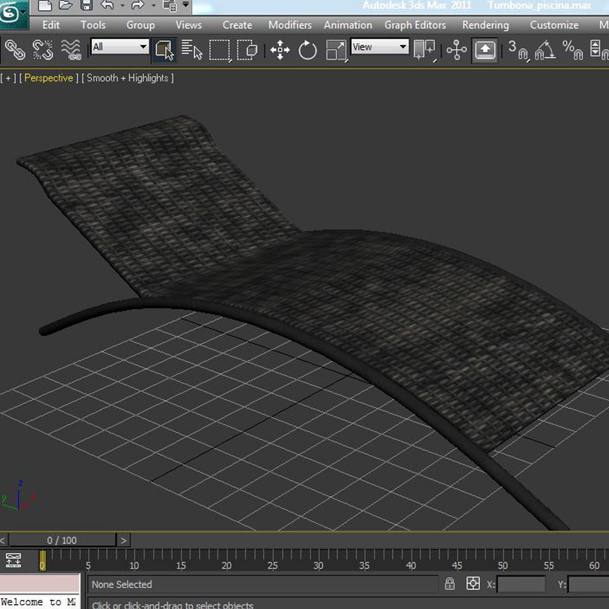 Sunbed chaise lounge Low-poly 3D model_12