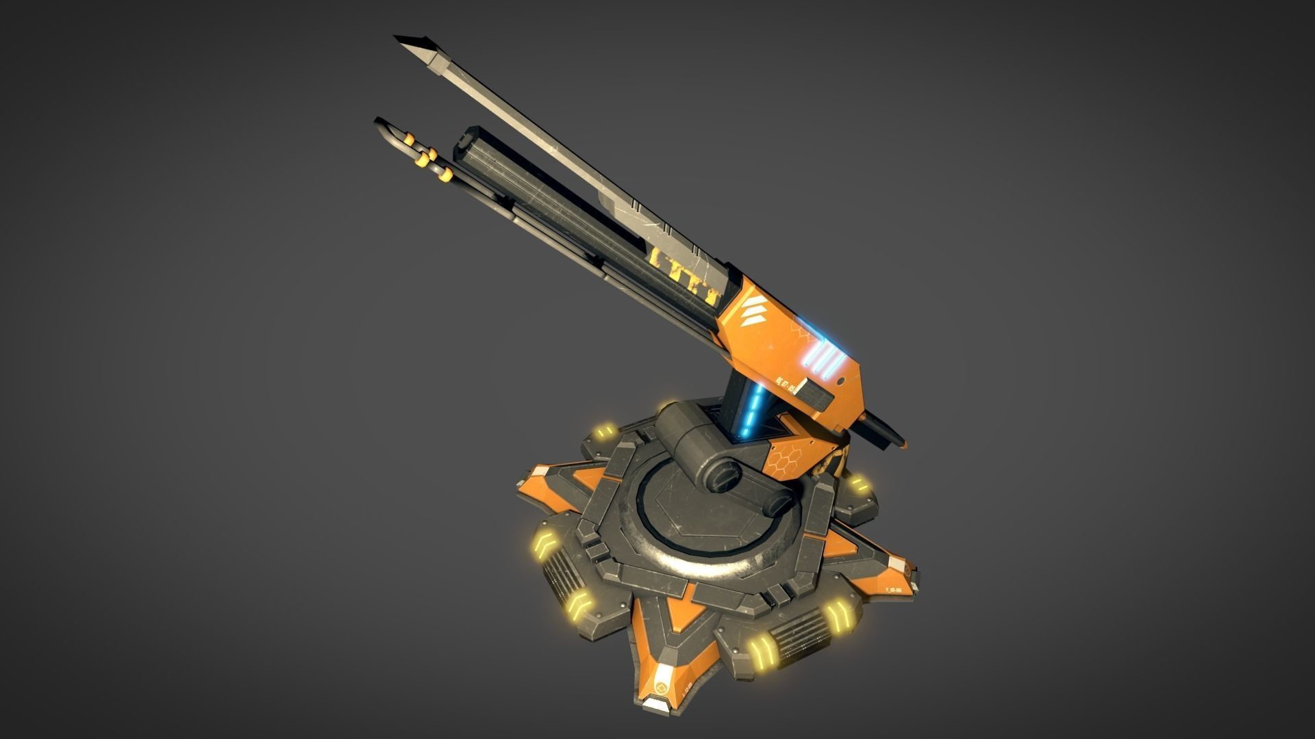 Rail Gun Turret Low-poly 3D model_4