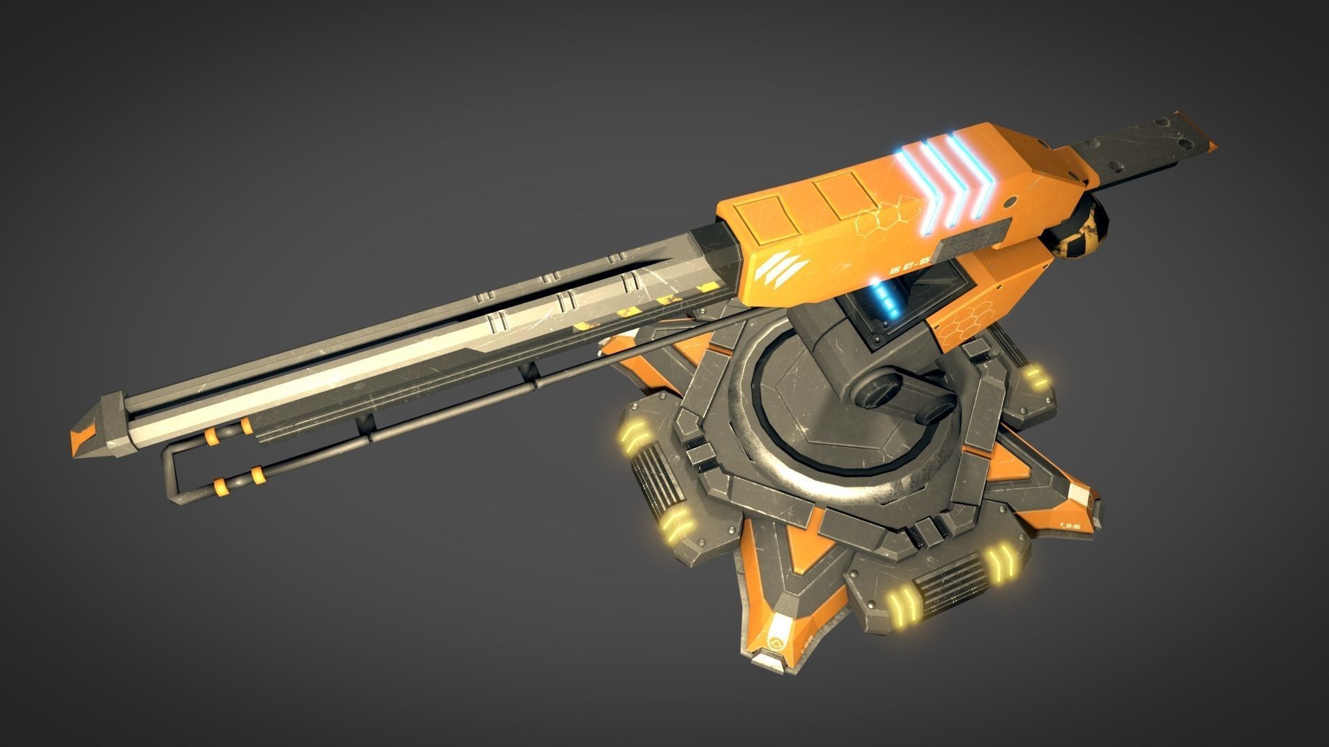 Rail Gun Turret Low-poly 3D model_3