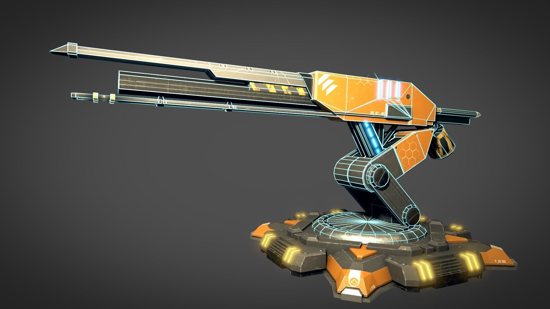 Rail Gun Turret Low-poly 3D model_6